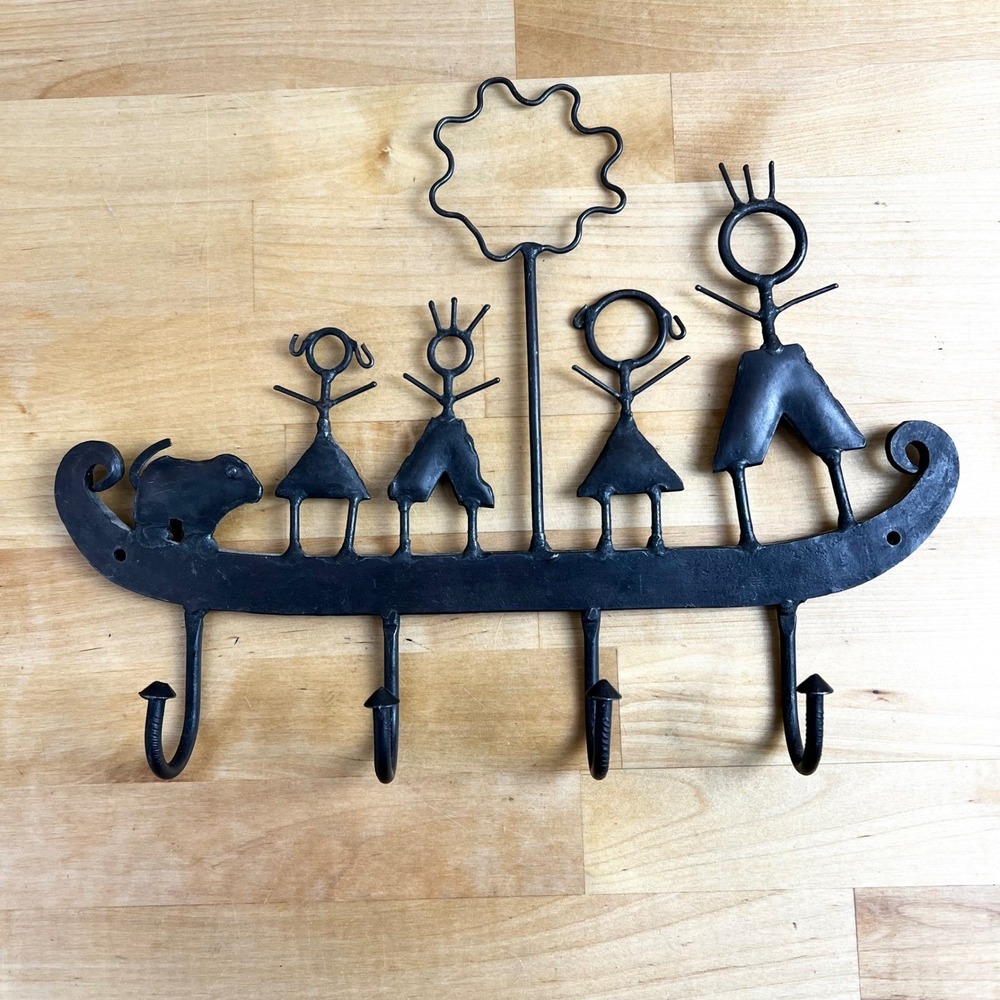 Metal Family Black Wall Hook Rack Farmhouse‎ Rustic Cottagecore Primitive Decor